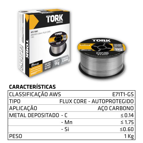 TORK - ARAME SOLDA MIG 1KG 0,8MM CARRETEL