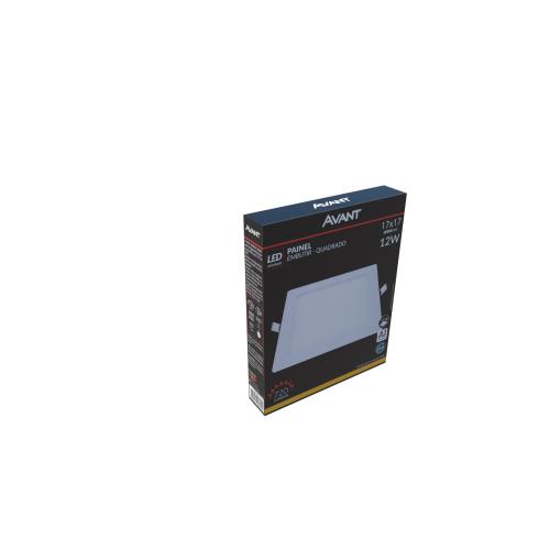 AVANT - PAINEL LED EMB QUAD 12W 3000K ALUM