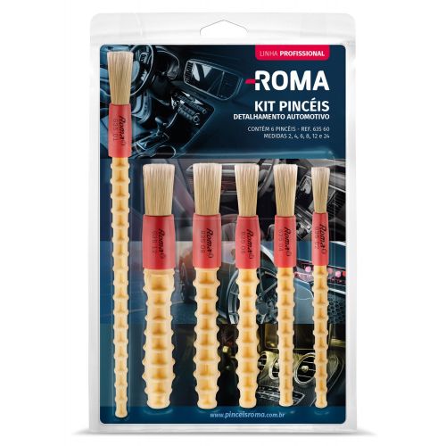 ROMA - KIT PINCEL LIMPEZA AUTOMOTIVA 6 PÇS